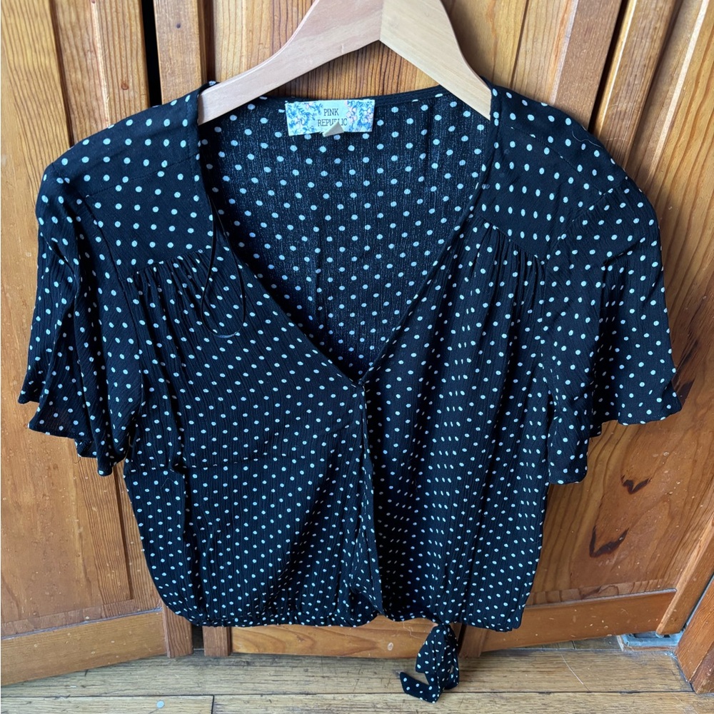 Pink Republic Black and White Polka Dot Blouse